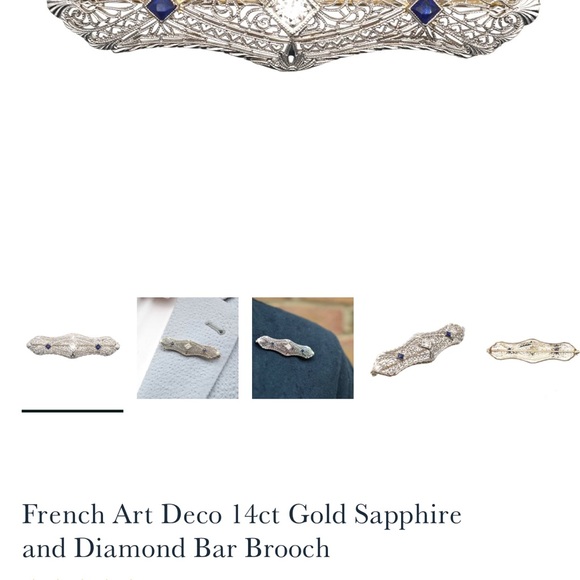 French Art Deco 14K white gold brooch - Picture 2 of 3